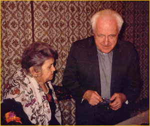 Father Janíček in 1994 with one of his Slovak friends, Mrs. Štrbáňek